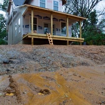 Silted stormwater runoff from residential construction in Mount Rainier, MD.